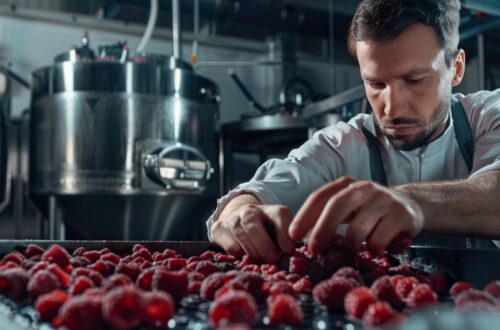 winemaker pressing raspberries